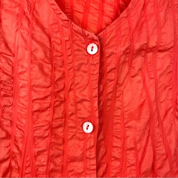 Eileen Fisher Red Orange Cotton Blouse Tank Top Medium - Picture 3 of 5
